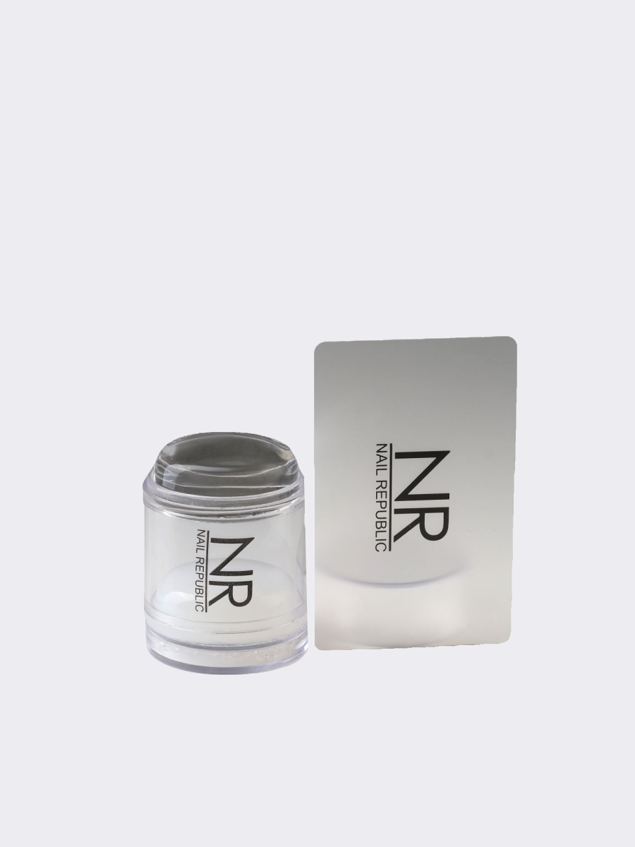 Nail Republic Штамп для стемпинга силиконовый, серебро большой с скрапером