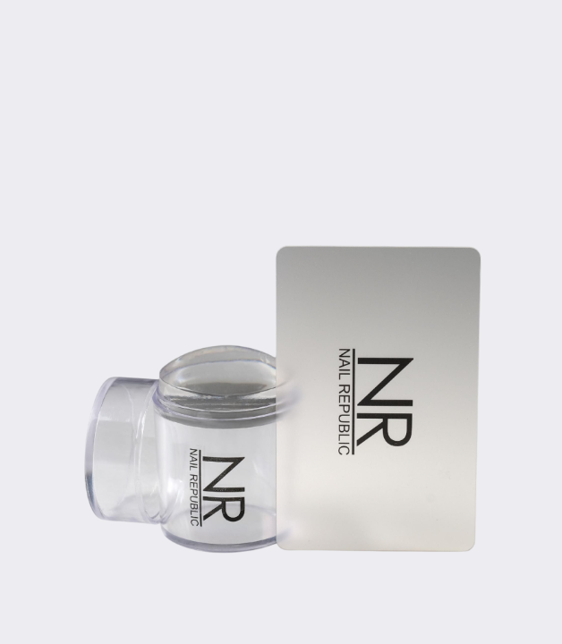 Nail Republic Штамп для стемпинга силиконовый, средний с скрапером